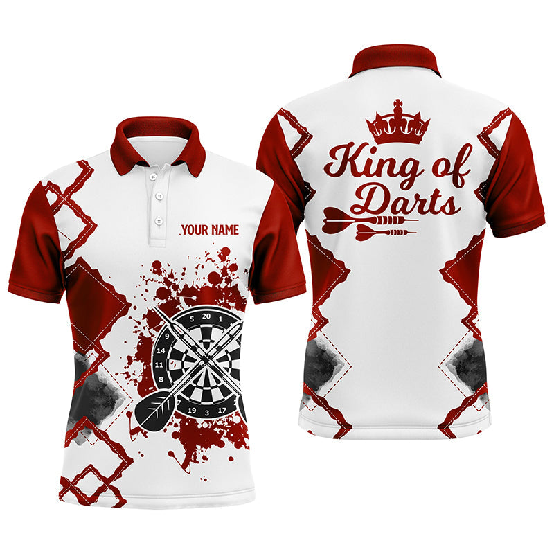 King Of Darts Rot-Weiß Herren Dart-Poloshirt – Individuelles cooles Darttrikot für Männer LDT0969