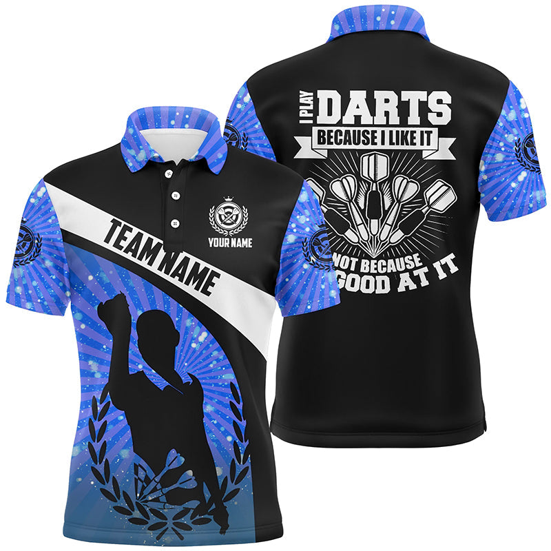 Ich spiele Darts, weil ich es mag – Blau Halo Dart-Poloshirt – Individuelle Darttrikots für Männer LDT0970