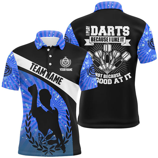 Ich spiele Darts, weil ich es mag – Blau Halo Dart-Poloshirt – Individuelle Darttrikots für Männer LDT0970