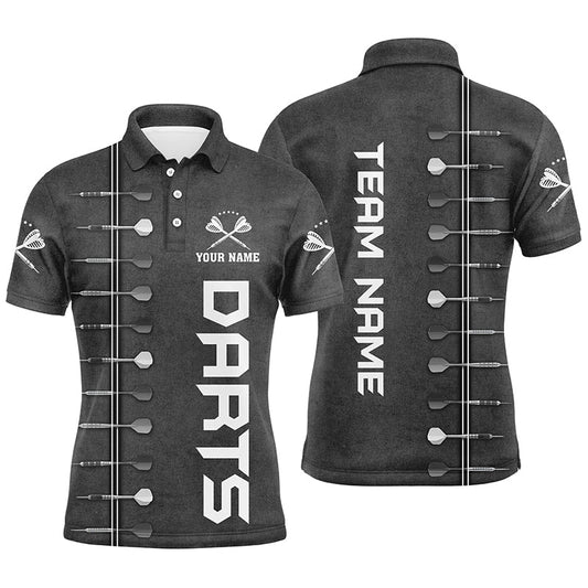 Personalisierter Herren Dart-Poloshirt 3D-Druck Schwarz-Weiß – Individuelle Darttrikots für Männer LDT0977