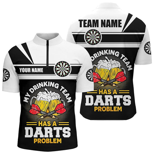 Mein Trinkteam Bier Darts Quarter-Zip Shirt – Individuelles Darts Shirt für Männer Dart Trikots LDT1001