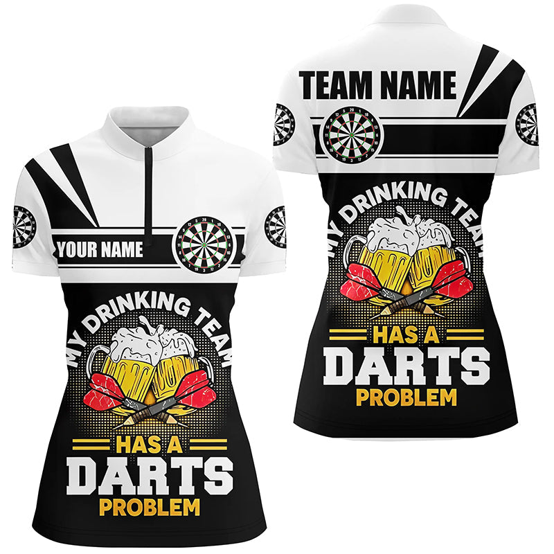 Mein Trinkteam Bier Darts Quarter-Zip Shirt – Individuelles Dart Shirt für Damen Dart Trikot LDT1001