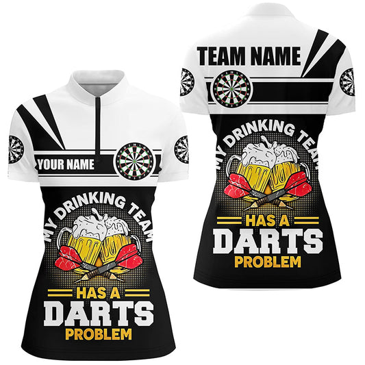 Mein Trinkteam Bier Darts Quarter-Zip Shirt – Individuelles Dart Shirt für Damen Dart Trikot LDT1001