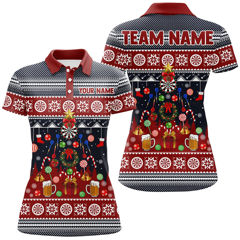 Personalisiertes Weihnachts-Darts Poloshirt – Individuelles Winter Darts Shirt für Frauen Dart Trikot LDT0795
