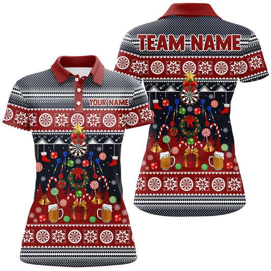 Personalisiertes Weihnachts-Darts Poloshirt – Individuelles Winter Darts Shirt für Frauen Dart Trikot LDT0795