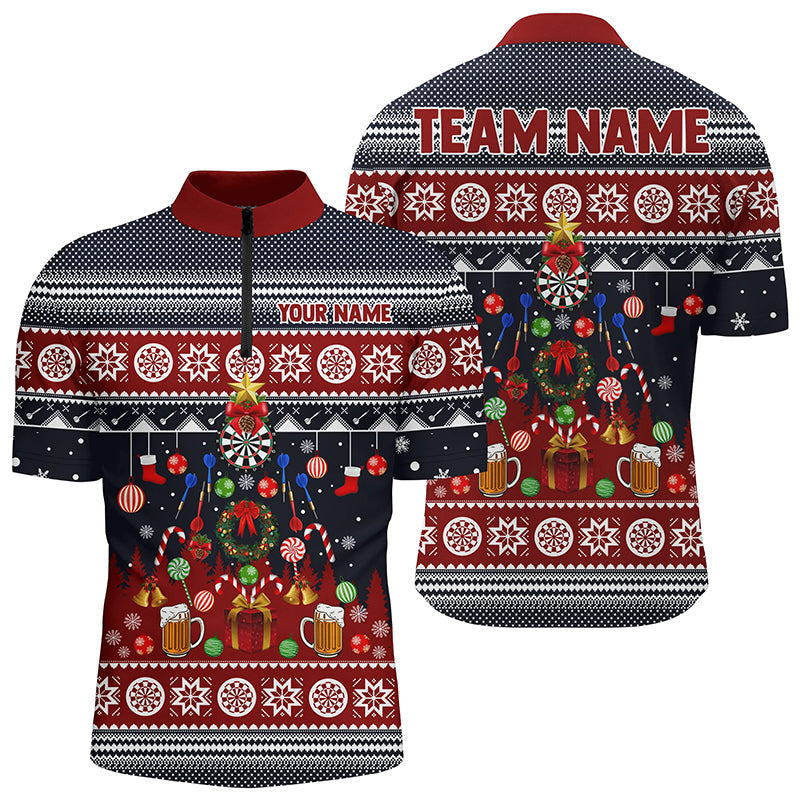 Personalisiertes Weihnachts Darts Quarter Zip Shirt – Individuelles Darts Shirt für Männer Dart Trikot LDT0795