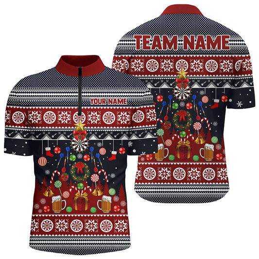Personalisiertes Weihnachts Darts Quarter Zip Shirt – Individuelles Darts Shirt für Männer Dart Trikot LDT0795