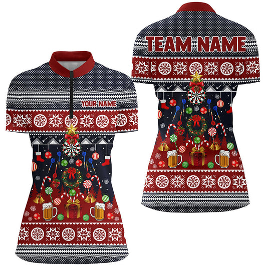 Individuelles Christmas Darts Quarter-Zip Shirt – Individuelles Darts Shirt für Damen Dart Trikot LDT0795
