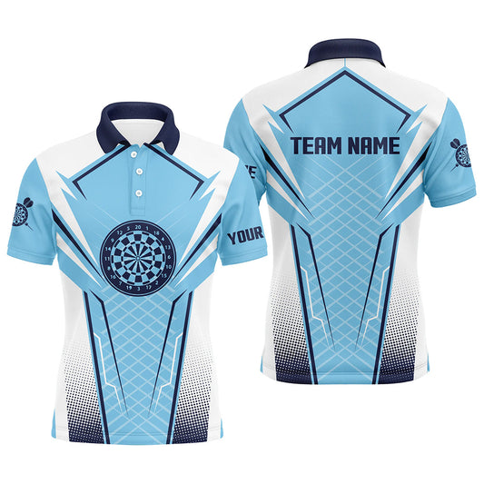 Blau-Weiß Herren Darts Poloshirt – Personalisiertes Dartshirt für Männer Teamtrikots LDT1437