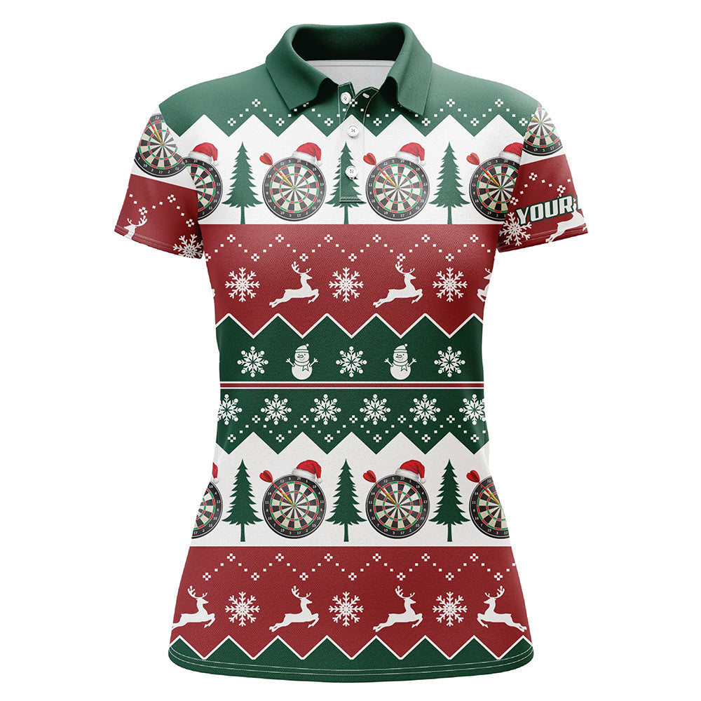Weihnachtsbaum Schneeflocken Damen Darts Poloshirt – Individuelles Weihnachts-Darts Shirt für Frauen LDT0804