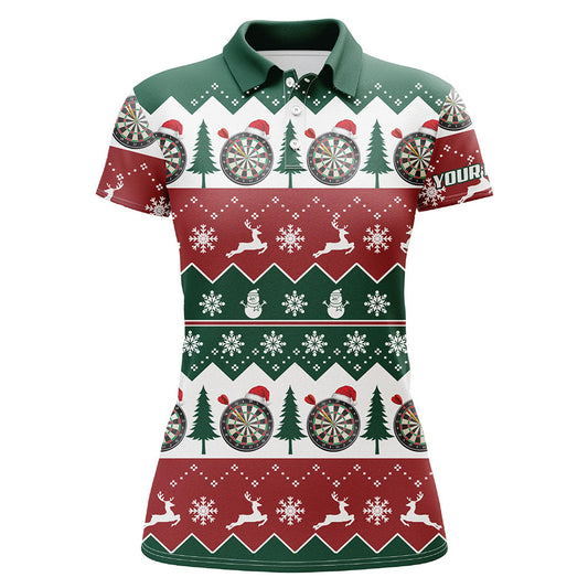 Weihnachtsbaum Schneeflocken Damen Darts Poloshirt – Individuelles Weihnachts-Darts Shirt für Frauen LDT0804