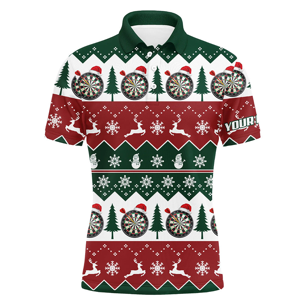 Weihnachtsbaum Schneeflocken Herren Darts Poloshirt – Individuelles Weihnachts Dartshirt für Männer LDT0804