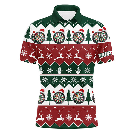 Weihnachtsbaum Schneeflocken Herren Darts Poloshirt – Individuelles Weihnachts Dartshirt für Männer LDT0804