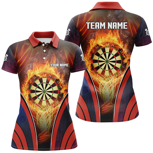 Orange Feuerflamme Sport Damen Darts Poloshirt – Individuelles Herren Dart Shirt Dart Trikots LDT1445