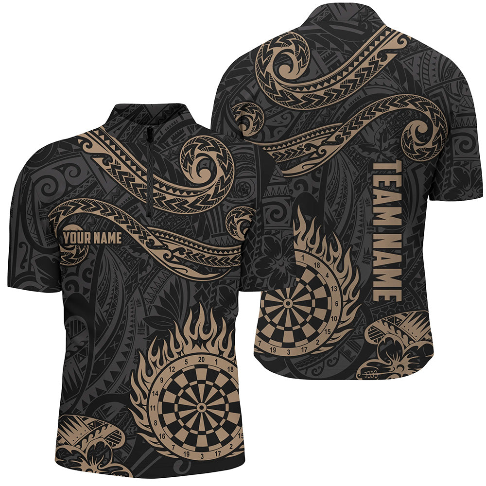 Individuelles Golden Hawaiian Tribal Flame Darts Quarter-Zip Shirt – Individuelles Männer Dart Trikots LDT0824