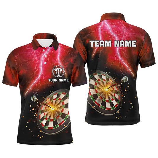 Personalisierter Donner-Blitz Rot Herren Dart Poloshirt – Individuelle Darttrikots für Männer LDT1235