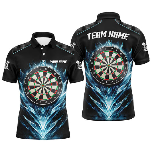 Eisblau-Schwarz Dartboard Herren Dart Poloshirt – Individuelles Dartshirt für Männer Darttrikots LDT1240