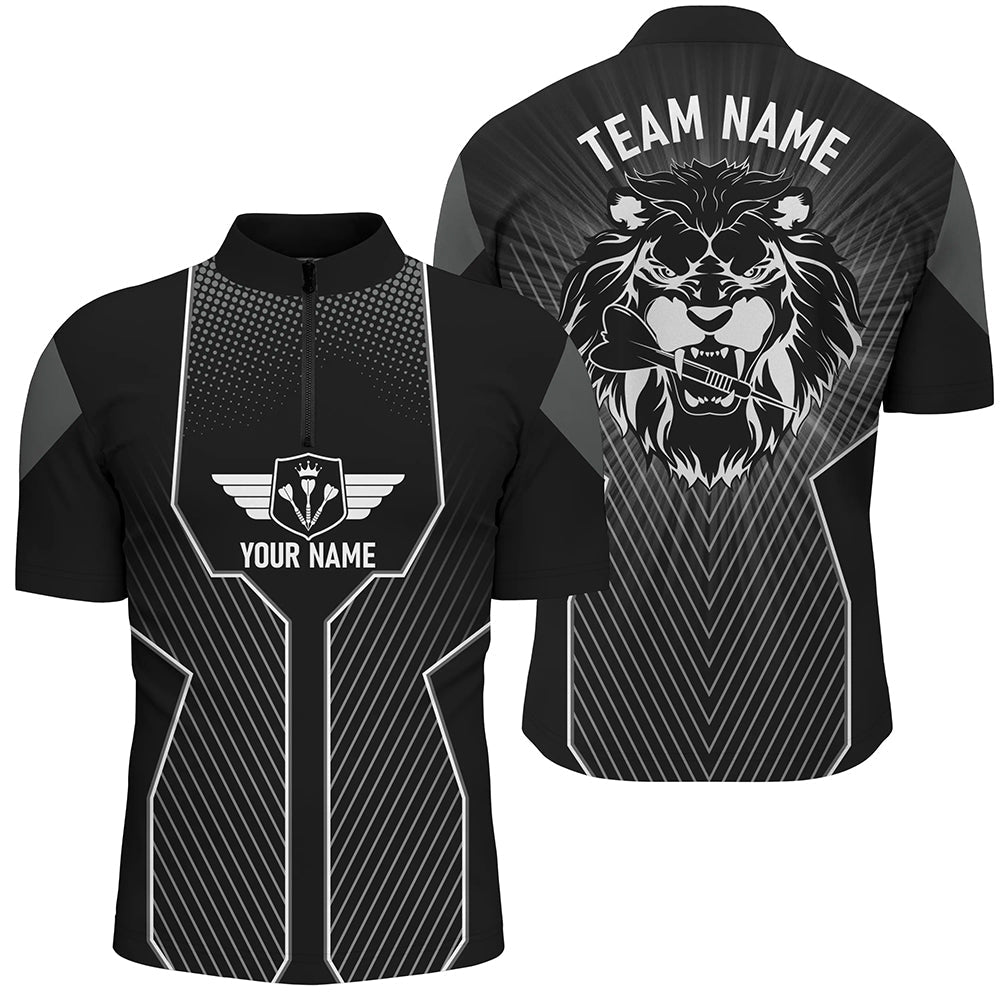 Schwarzer Löwe Männer Dart Quarter-Zip Shirt – Individuelles Cooles Team Trikot LDT0897