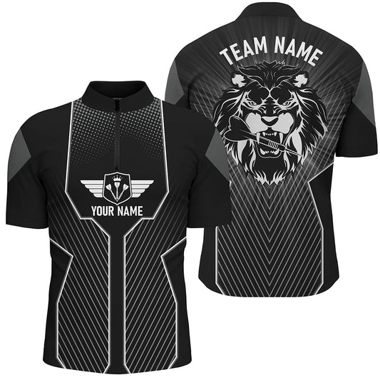 Schwarzer Löwe Männer Dart Quarter-Zip Shirt – Individuelles Cooles Team Trikot LDT0897