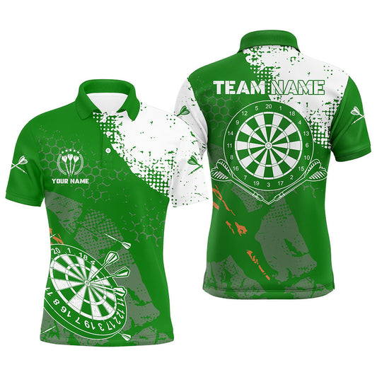 Retro Grün-Weiß Muster – Individuelle Herren Dart-Poloshirts Dart-Teamtrikots für Männer LDT0899