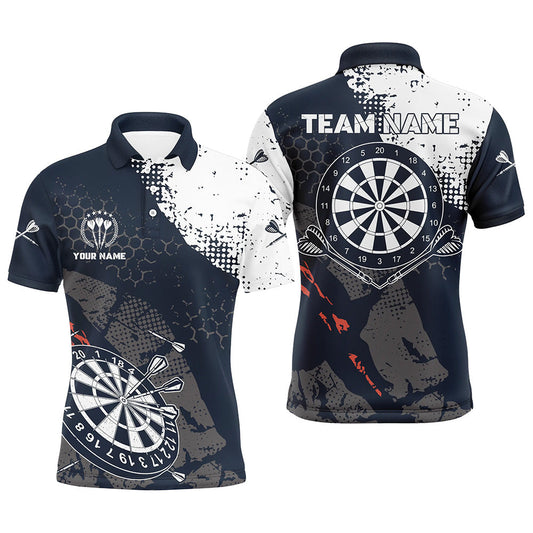 Retro Marine-Weiß Muster – Individuelle Herren Dart-Poloshirts Dart-Teamtrikots für Männer LDT0900