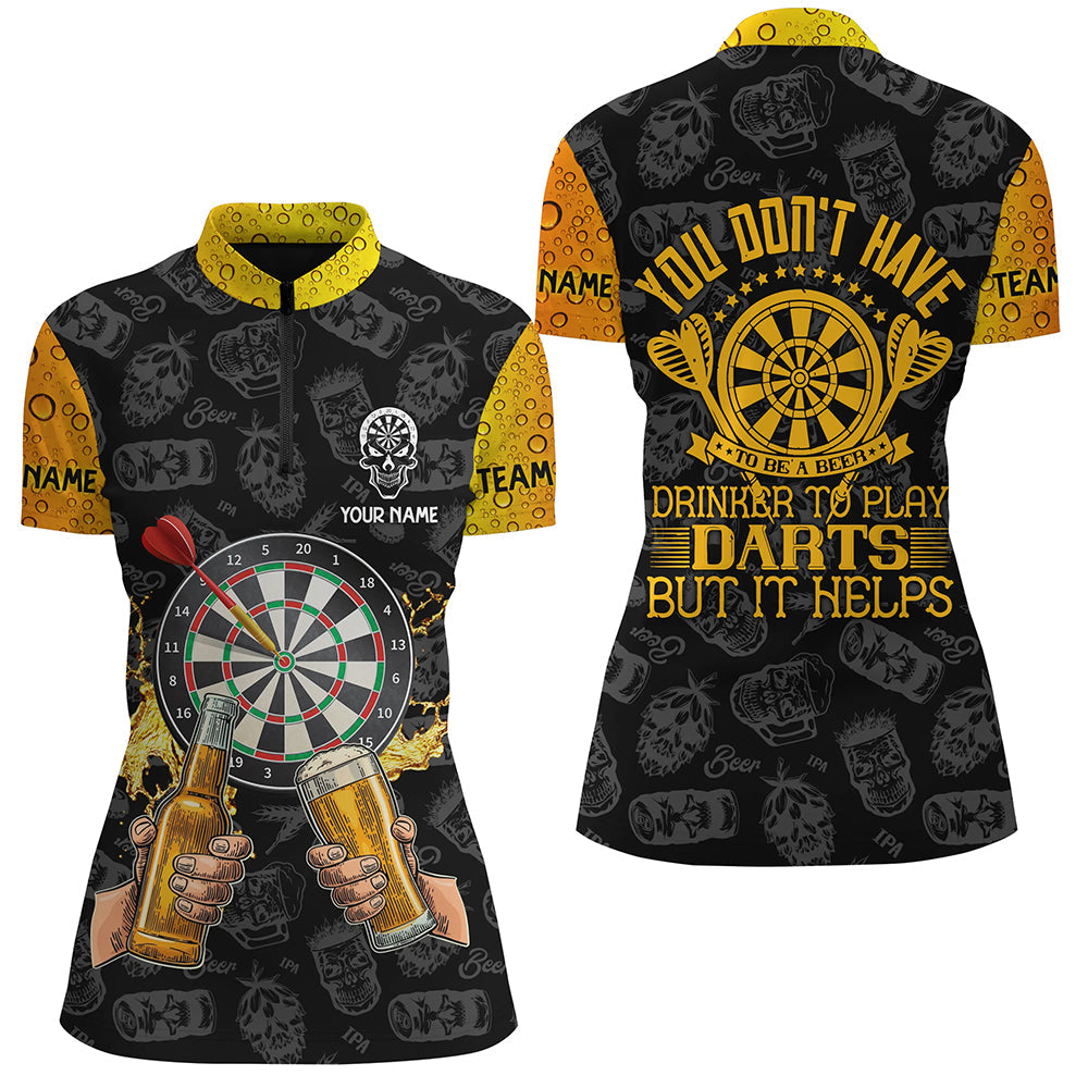 Du musst kein Bier sein – Damen Dart Quarter-Zip Shirt – Individuelles Trink-Trikot LDT0628