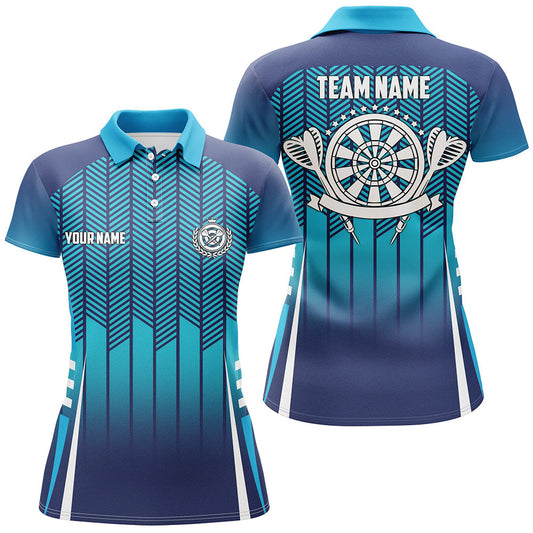Individuelles Sportstil Blau-Gradient Damen Darts Polo Shirt, Cooles Dart Trikot für Damen LDT0912