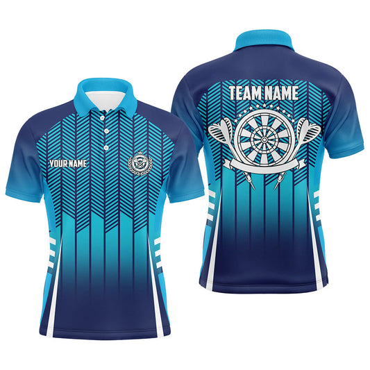 Personalisiertes Sport Style Blau Verlauf Herren Darts Poloshirt – Cool Darttrikot für Männer LDT0912