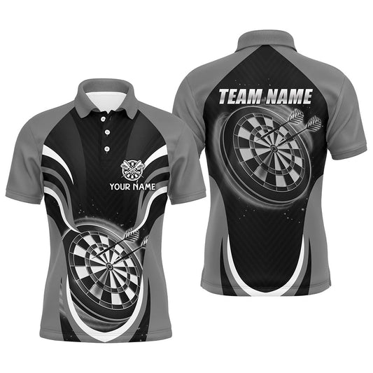 Individuelles schwarz-graues Herren Dart-Poloshirt – Cooles Dartshirt für Männer Darttrikot LDT0656