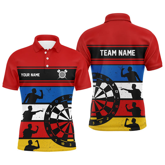 Buntes Retro Individuelles Herren Dart Poloshirt – Individuelles Dartshirt für Männer Darttrikots LDT1340
