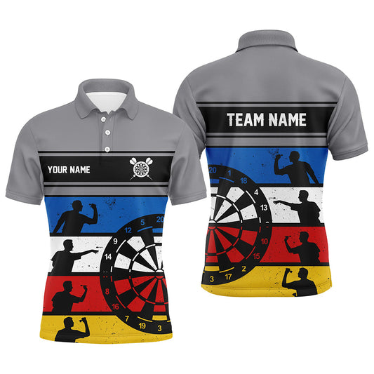 Retro Buntes Individuelles Herren Dart Poloshirt – Individuelles Dartshirt für Männer Darttrikots LDT1341