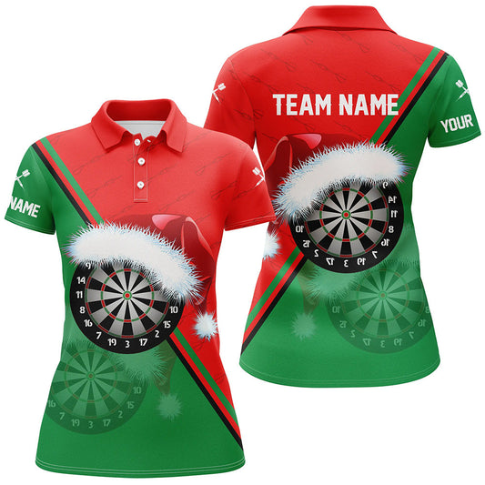 Rot Grün Santa Dartboard Damen Weihnachts Polo Shirt, Individuelles Trikot LDT0919