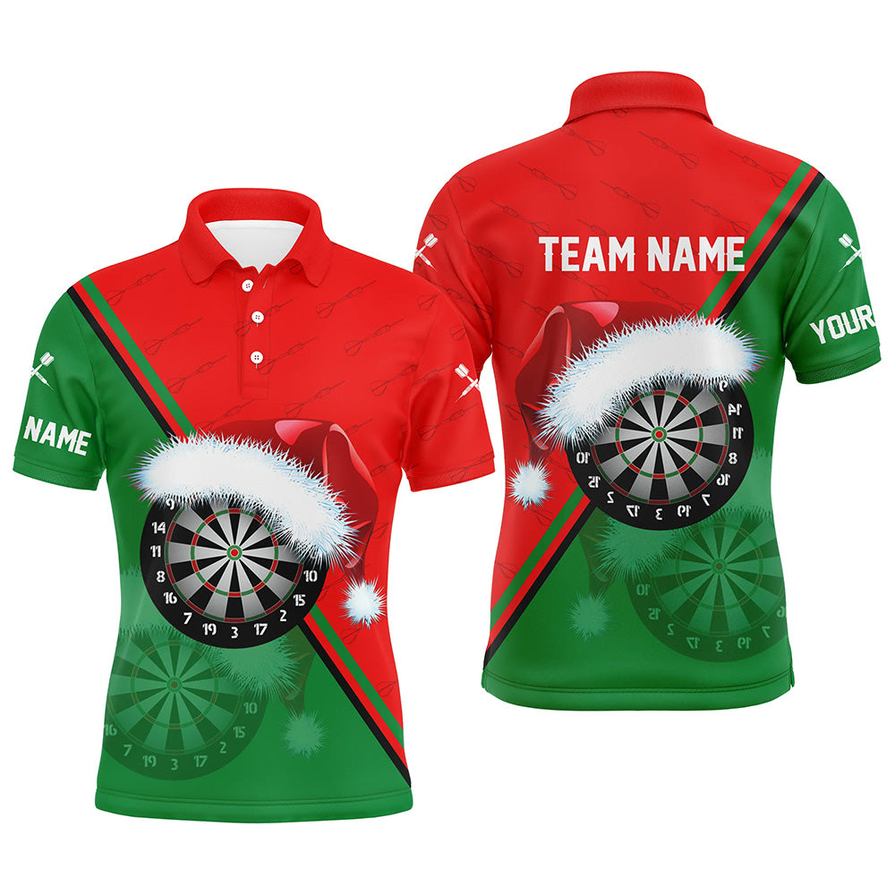 Rot Grün Santa Darts Board Weihnachten Herren Poloshirt – Individuelles Darttrikot für Männer LDT0919