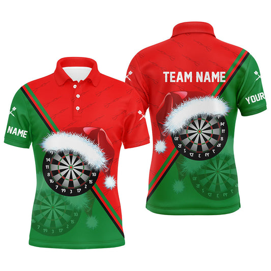 Rot Grün Santa Darts Board Weihnachten Herren Poloshirt – Individuelles Darttrikot für Männer LDT0919