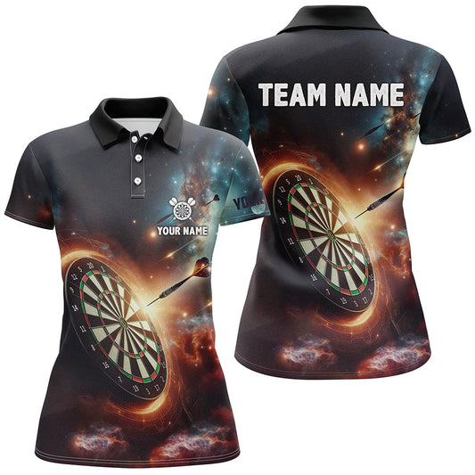 Darts in der Galaxie 3D Gedrucktes Darts Poloshirt – Individuelles Dart Shirt für Frauen Dart Trikots LDT1357