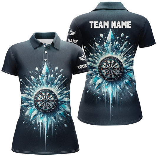 Eisig Marineblau Damen Darts Poloshirt – Individuelles Dart Shirt für Frauen Dart Team Trikot LDT1362