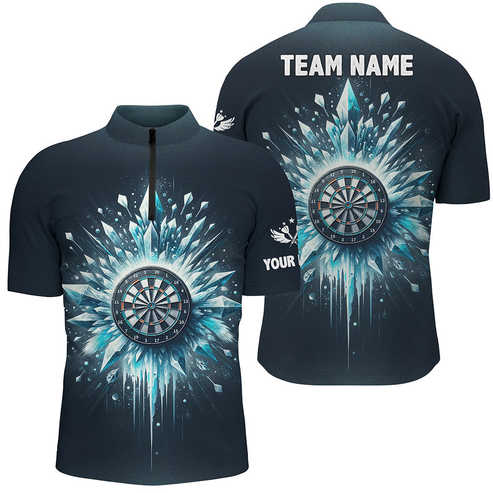 Eisblau Navy Darts Quarter Zip Shirt, Individuelles Dart Shirt für Herren, Dart Team Trikot LDT1362