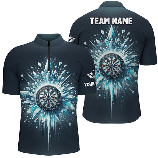 Eisblau Navy Darts Quarter Zip Shirt, Individuelles Dart Shirt für Herren, Dart Team Trikot LDT1362