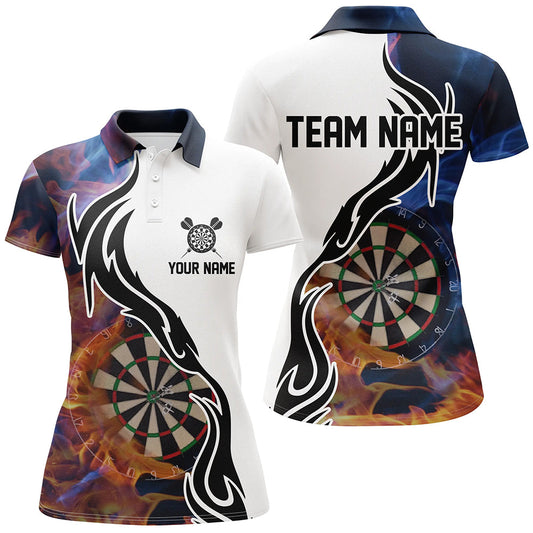Feuerflamme Dartscheibe Damen Dart Poloshirts – Individuelles Dart Shirt für Frauen Dart Trikots LDT1363