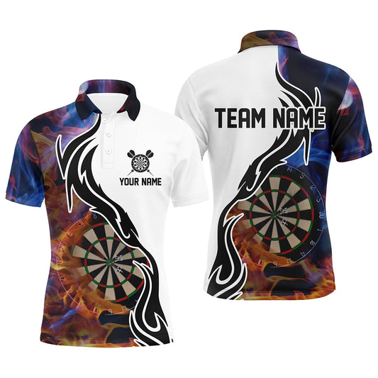 Feuer Flame Dartboard Herren Dart Polo Shirts – Individuelles Dart Shirt für Herren, Dart Trikots LDT1363