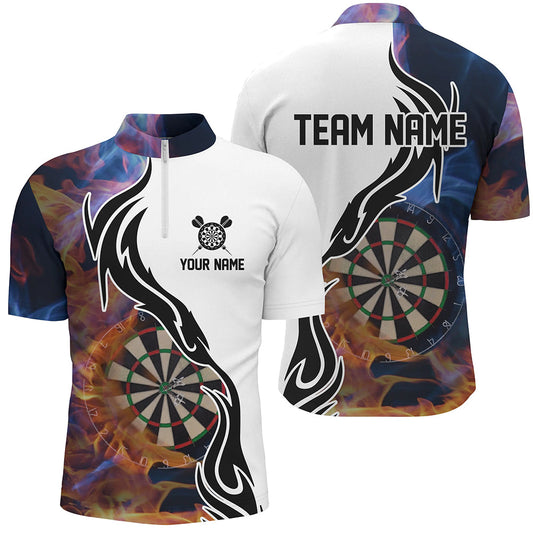Feuer Flame Dartboard Herren Darts Quarter Zip Shirt, Individuelles Herren Dart Shirt, Dart Trikots LDT1363