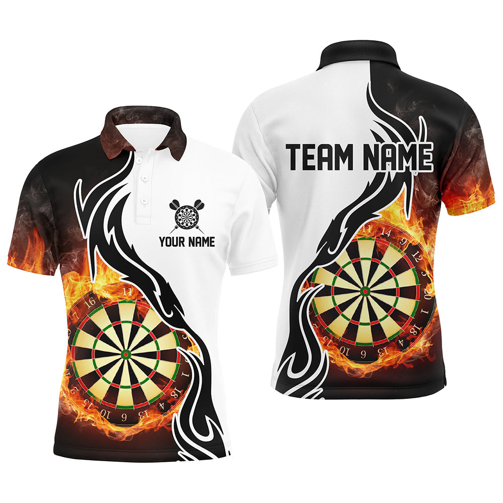 Feuer Flame Dartboard Herren Dart Polo Shirts – Individuelles Dart Shirt für Herren, Dart Trikots LDT1364