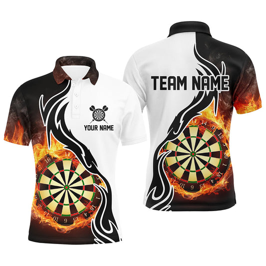 Feuer Flame Dartboard Herren Dart Polo Shirts – Individuelles Dart Shirt für Herren, Dart Trikots LDT1364