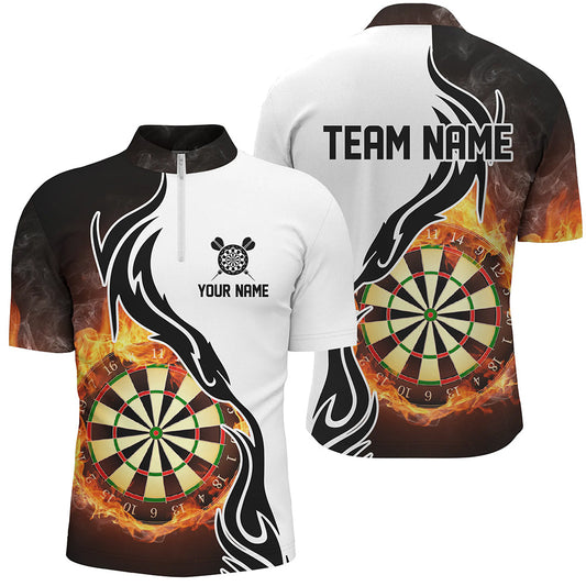 Feuer Flame Dartboard Herren Dart Quarter Zip Shirt, Individuelles Herren Dart Shirt, Dart Trikots LDT1364
