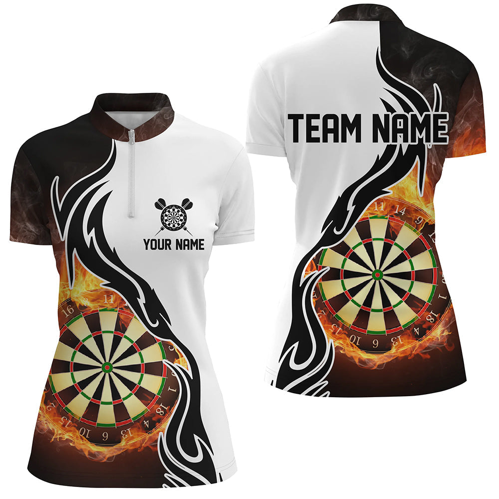 Fire Flame Dartboard Damen Dart Quarter-Zip Shirt – Individuelles Dart Team Trikot LDT1364