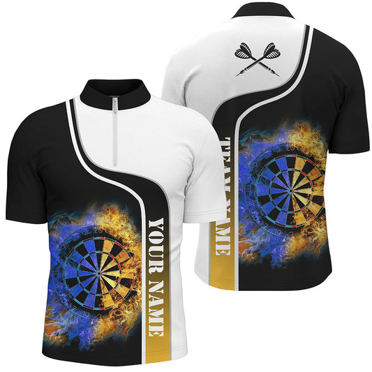 Personalisiertes Gradient Flame Männer Dart Quarter-Zip Shirt – Individuelles Dart Team Trikot LDT0734