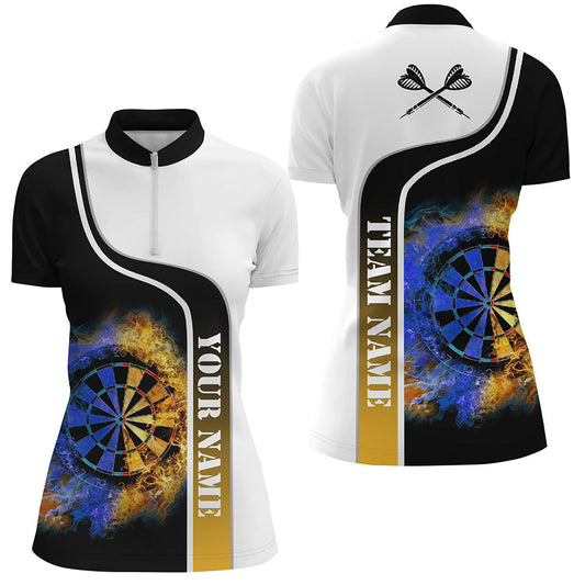 Personalisierter Gradient Flame Damen Dart Quarter-Zip Shirt, Individuelles Cooles Trikot LDT0734