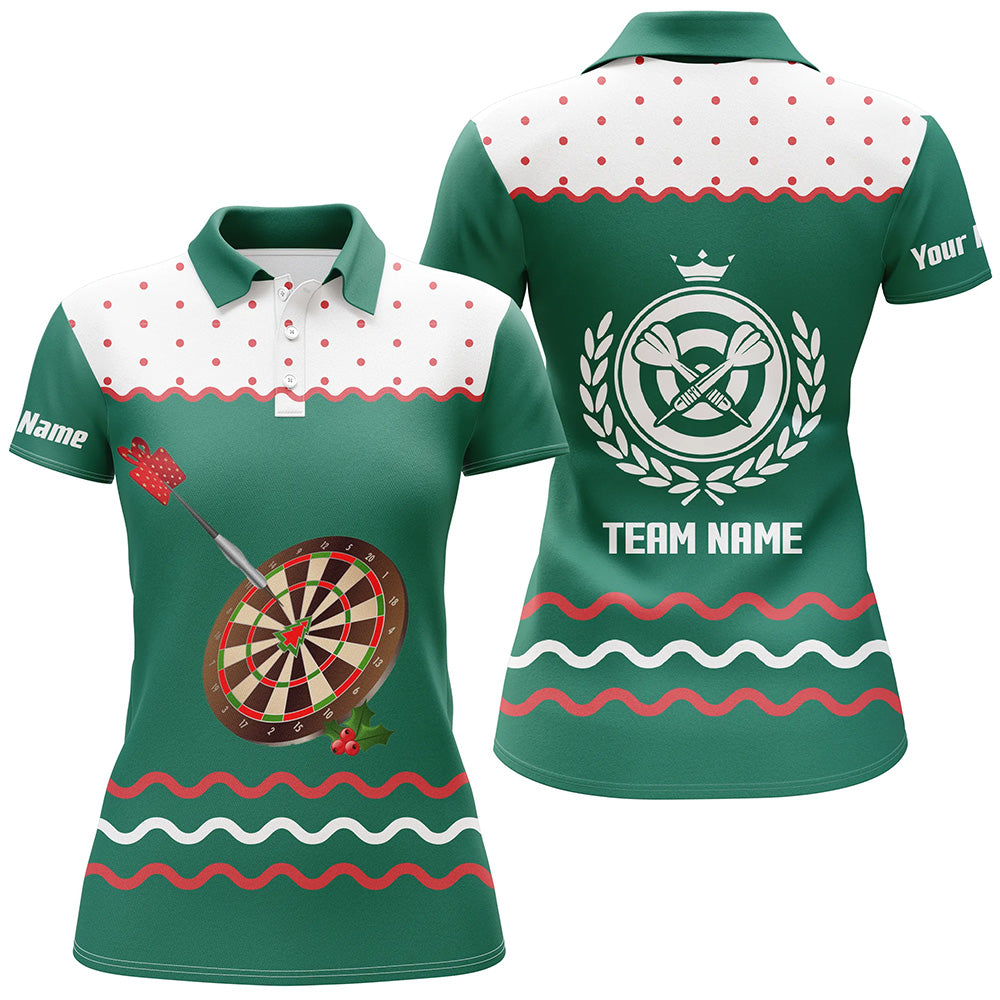 Personalisiertes Darts Weihnachtsgrünes Poloshirt – Individuelles Darts Shirt für Damen Dart Trikot LDT0740