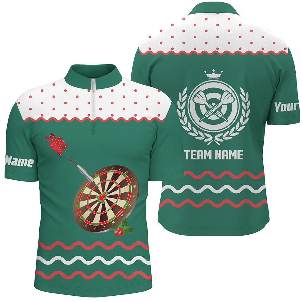 Individuelles Darts Weihnachtsgrün Quarter-Zip Shirt – Individuelles Darts Shirt für Männer Dart Trikot LDT0740