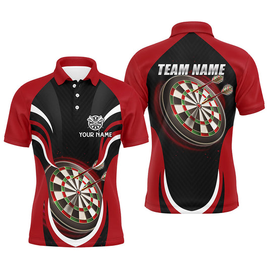 Individuelles Schwarz Rotes Herren Darts Poloshirt – Cool Dartshirts für Männer Darttrikots LDT1392